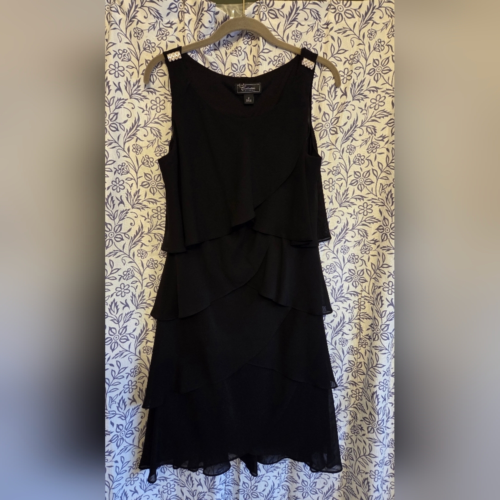 dressbarn Chic Black Layered Asymmetrical Dress
